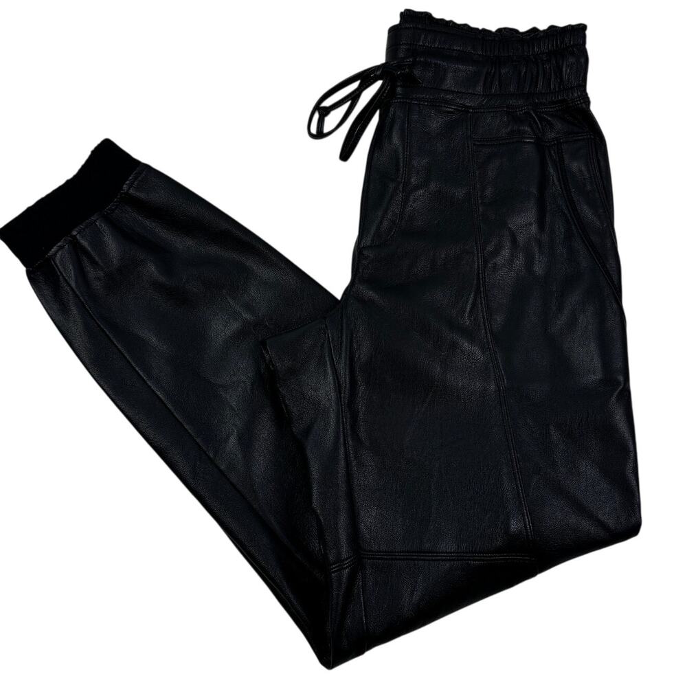 Melissa Nepton Kaja Black Chic Super Soft Vegan Leather Pants Jogger Women's XS